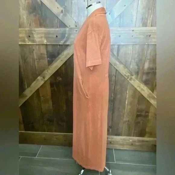 Poetry Short Sleeve V-Neck Hemp Organic Cotton Maxi Dress Chili Pink Size 6 - Picture 5 of 7